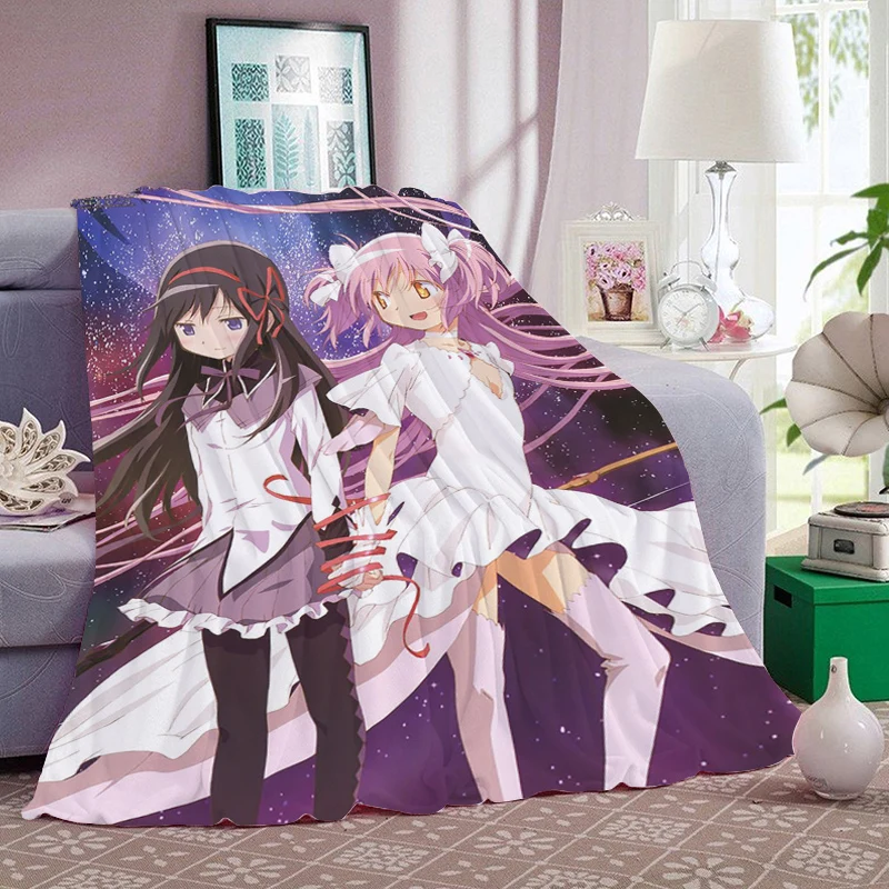 Flannel Blanket Sofa Warm Winter King Size Madoka Magica Microfiber Bedding Knee Bed Fleece Nap Fluffy Soft Blankets