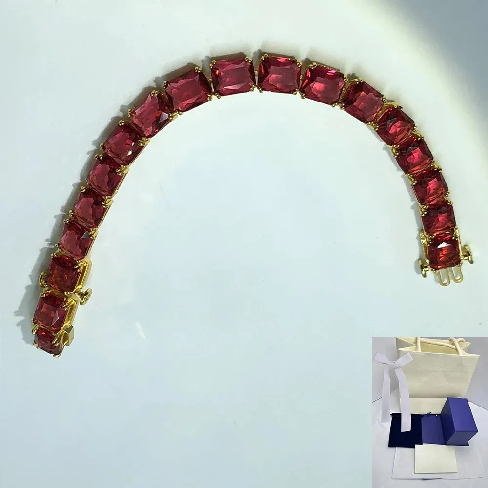 Новый модный теннисный красный браслет Millenia с восьмиугольной огранкой и позолоченными аксессуарами высокого класса, ювелирные изделия на день памяти, подарок
