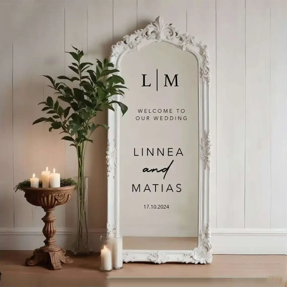 Personalized Vinyl Decals Custom Names Wedding Welcome Vinyl Stickers Welcome To Our Wedding Sign French Mariage Sign Decal