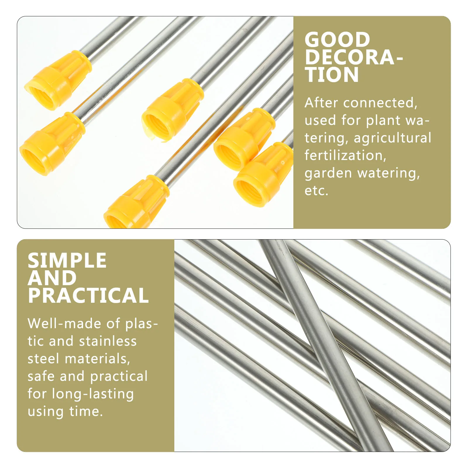 

6pcs Stainless Steel Sprayer Rod Telescopic Wand Long Nozzle for Garden Hose Plant Watering Agricultural Fertilization