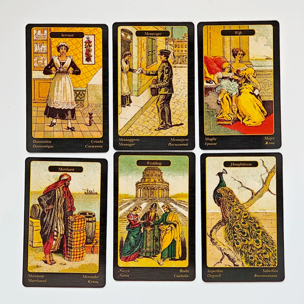 9*6cm Printed on 350GSM Double-embossed Cardstock Gypsy Oracle Deck English and Spanish Edition 52 Pcs Oracle Cards