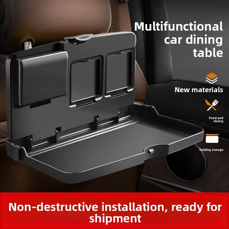 Foldable Car Back Seat Tray Table Multi-Functional Dining & Work Desk for Rear Passenger Universal Fit on Headrest Portable Car