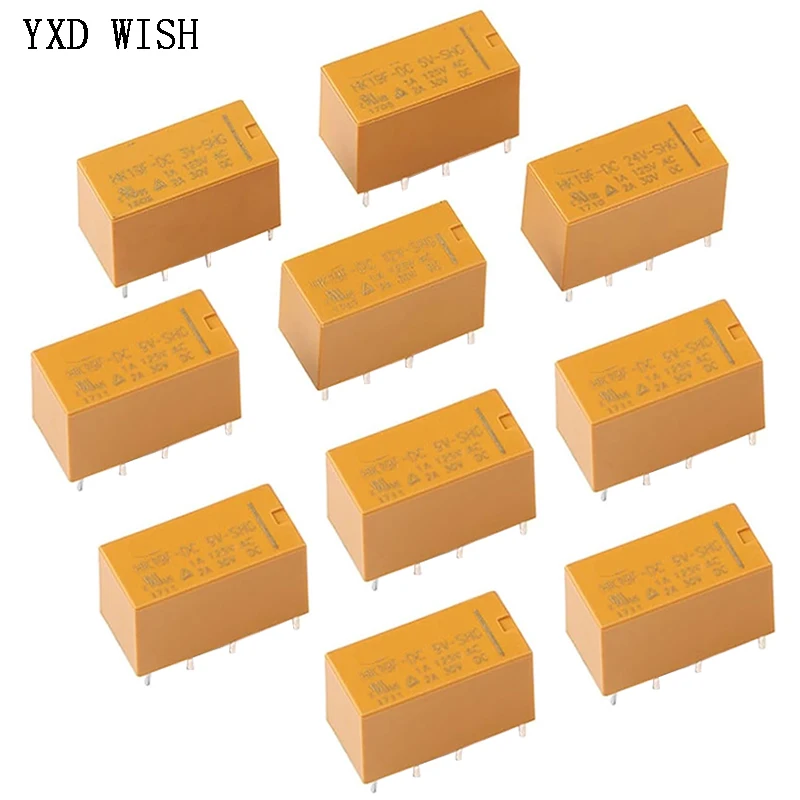 10PCS 8Pin 2NO 2NC Mini Power Relays PCB Type HK19F HK19F-DC5V-SHG HK19F-DC12V-SHG HK19F-DC24V-SHG Relay DC 5V 12V 24V Relays