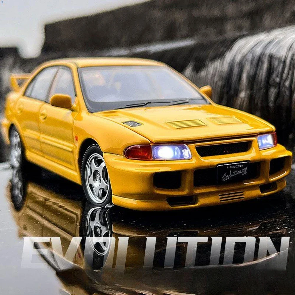 1:32 Mitsubishi Lancer Evolution IX Modello di auto sportiva in lega Giocattoli Diecast Veicoli Porte aperte Suono Luce Tirare indietro Ragazzo Giocattolo Regalo