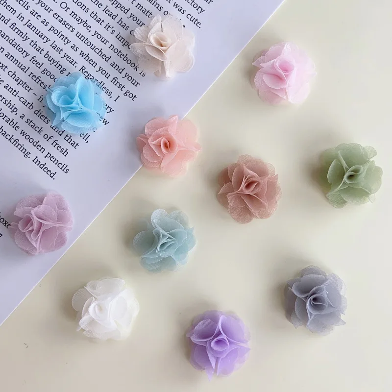 10Pcs 2CM Chiffon Flower Artificial Flower Heads For Wedding Home Garland Decor DIY Art Hair Accessories Wreath Fake Flowers