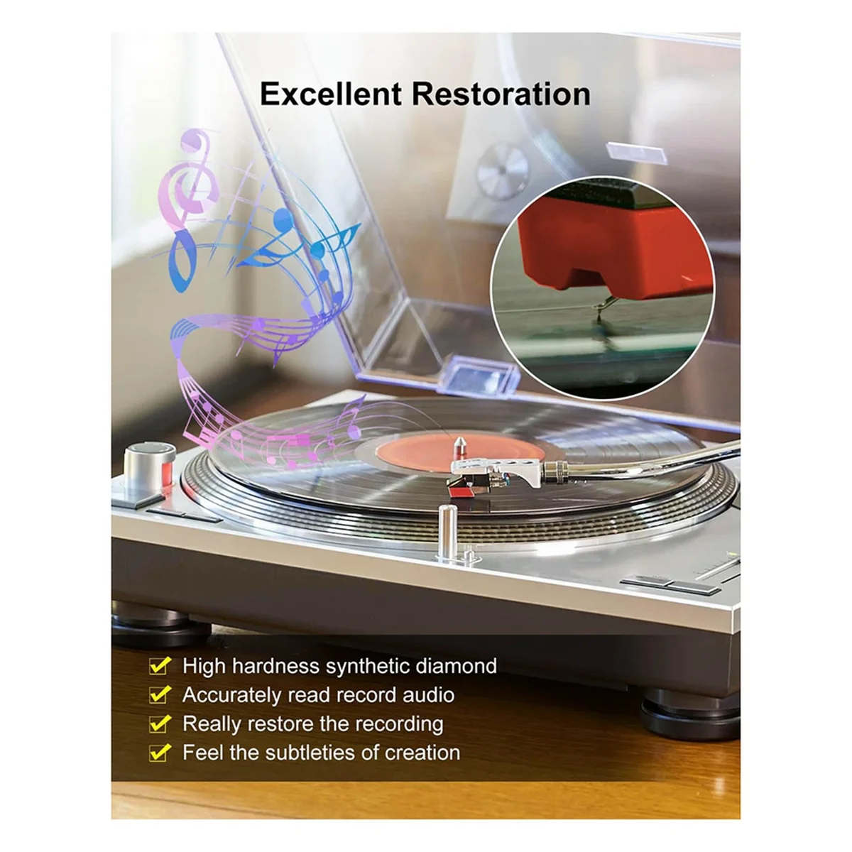 Record Player Needle Diamond ATN95E Replacement Stylus for AT-LP120-USB & Various AT-Model Turntables Red