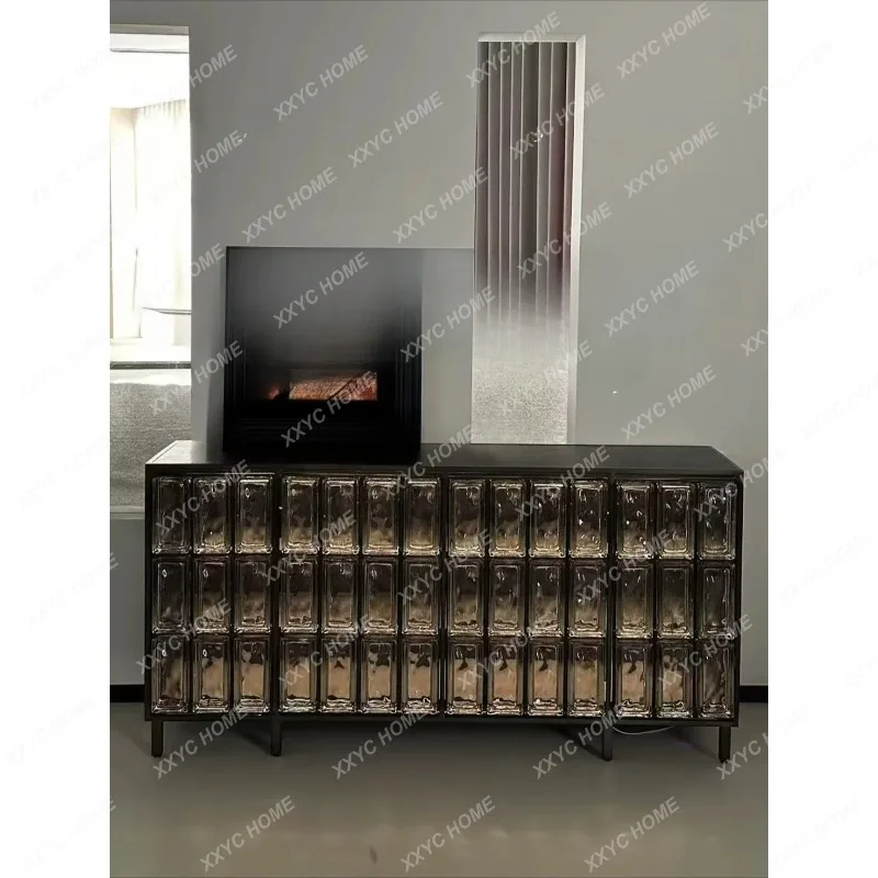 XX minimalist premium crystal glass brick side cabinet