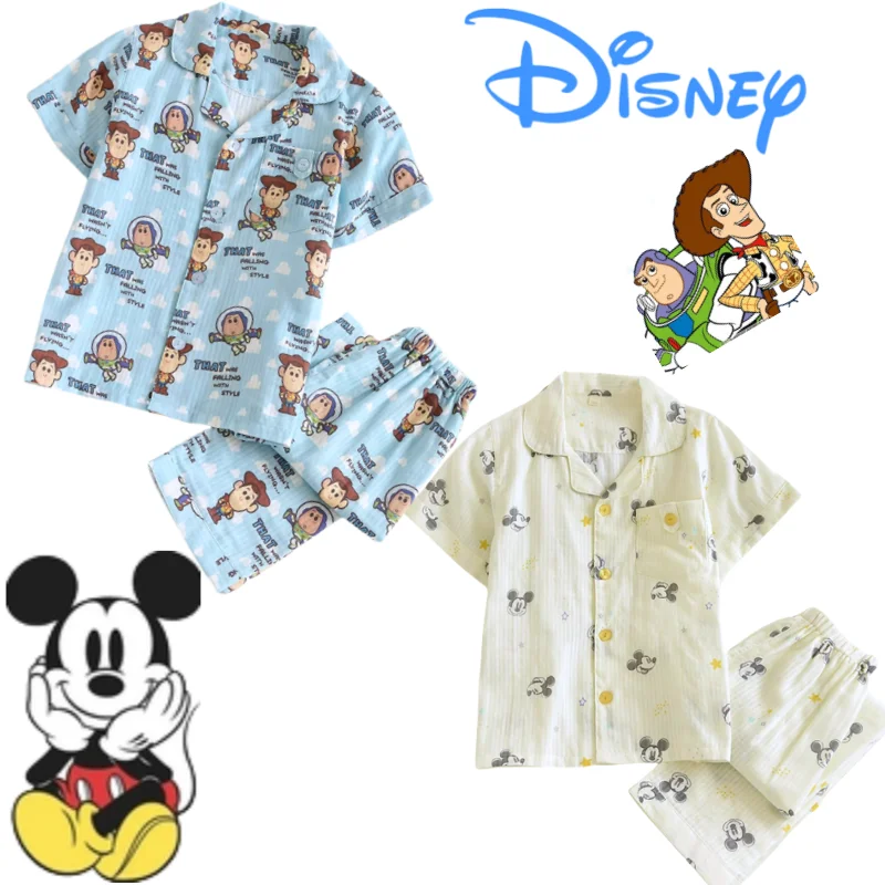 

Disney Микки Базз Лайтер милый мультфильм аниме комфорт креативный весенне-летний тонкий свободный дышащий хлопковый детский пижамный комплект