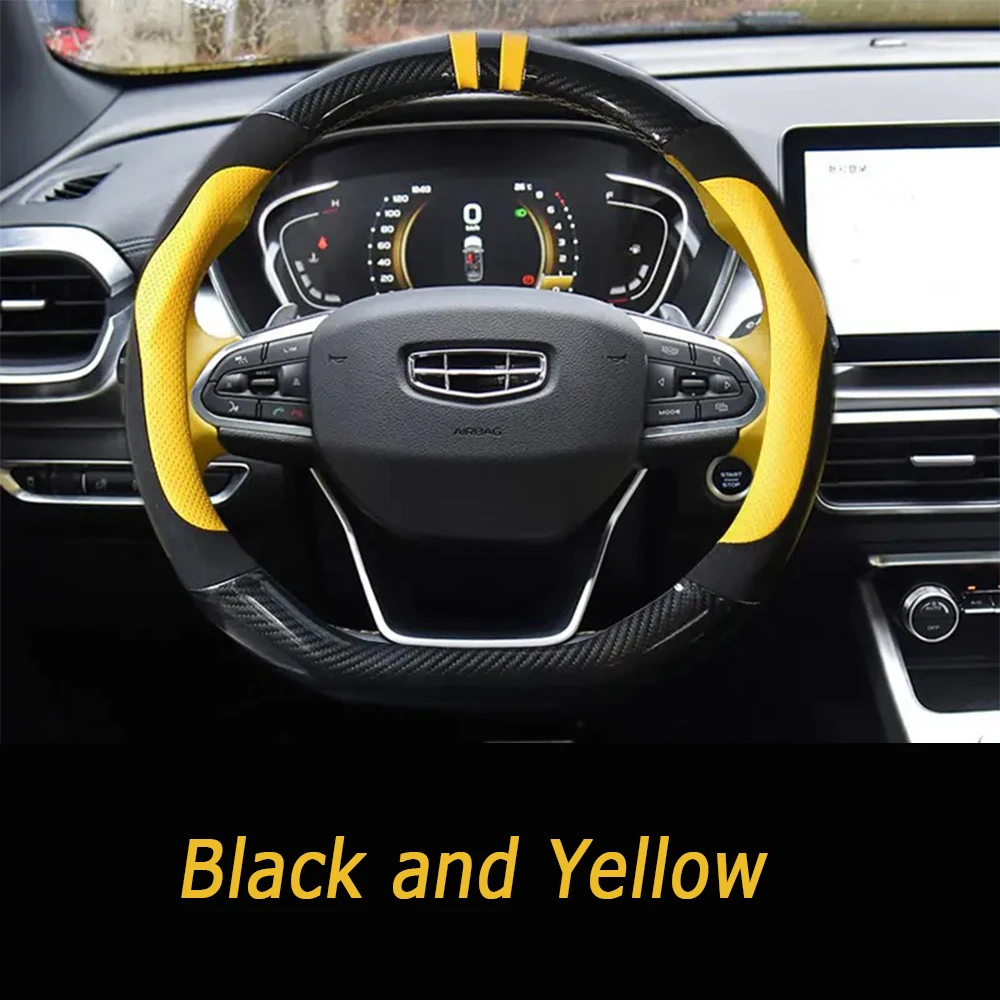 

For Geely Coolray sx11 2021-2024 Leather steering wheel cover specialized anti slip handle cover decorative interior accessories