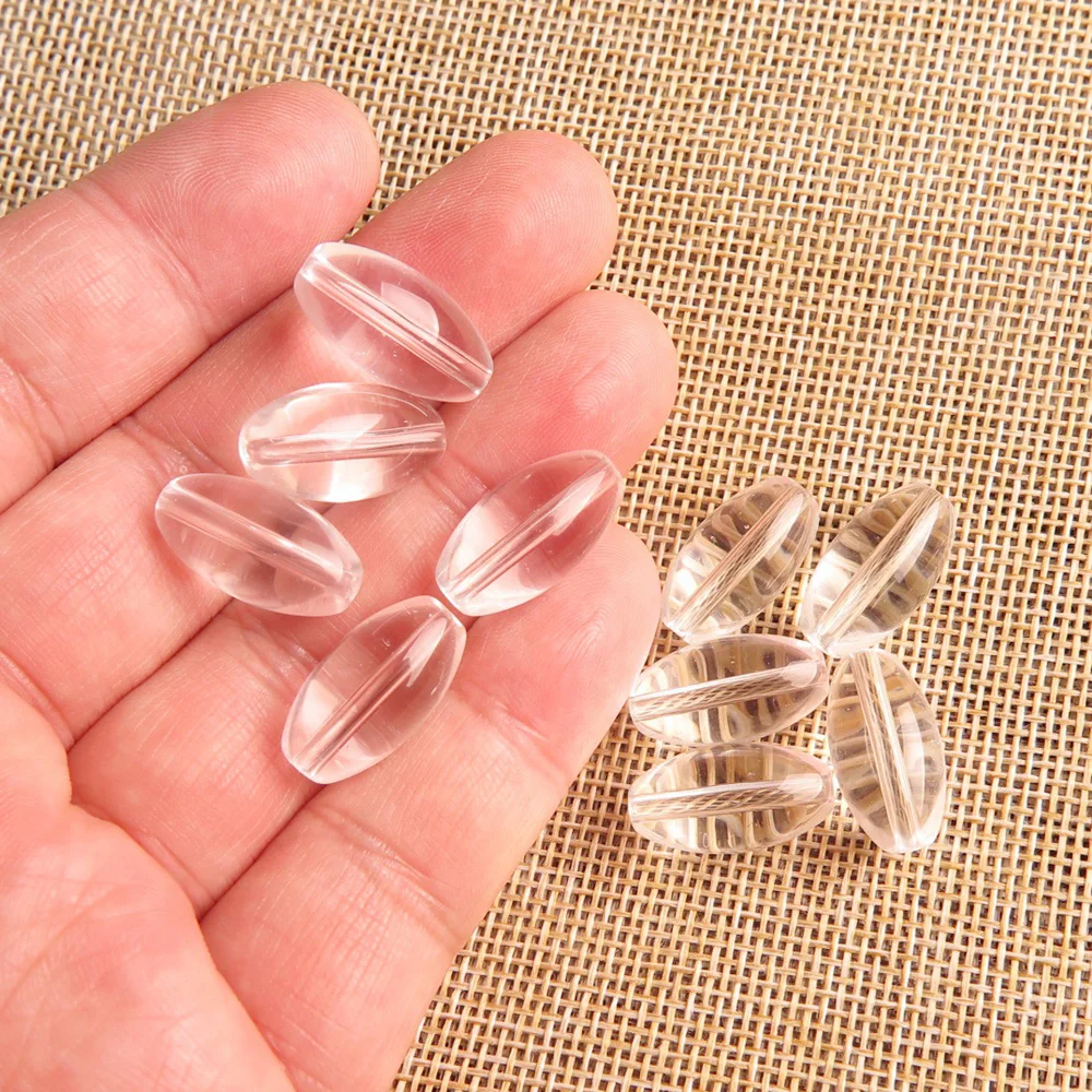 19mm x 10mm 10pcs Oval Shape Glossy Crystal Glass Loose Beads For Jewelry Making DIY Crafts Findings