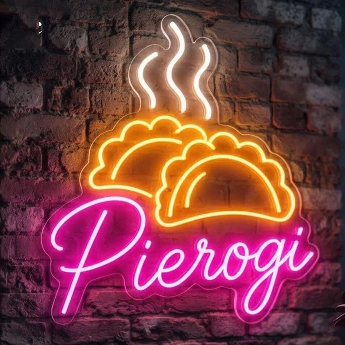 Pierogi Dumpling Neon Sign,Dumpling LED Light,Pierogi Wall Art,Kitchen Wall Art Decor,Business Neon Sign,Gift for Dumpling Shop