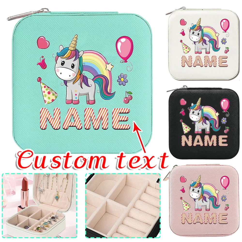Personalized Customization Name Portable Jewelry Box Large Capacity Necklace Earring Box Travel Storage Jewelry Box