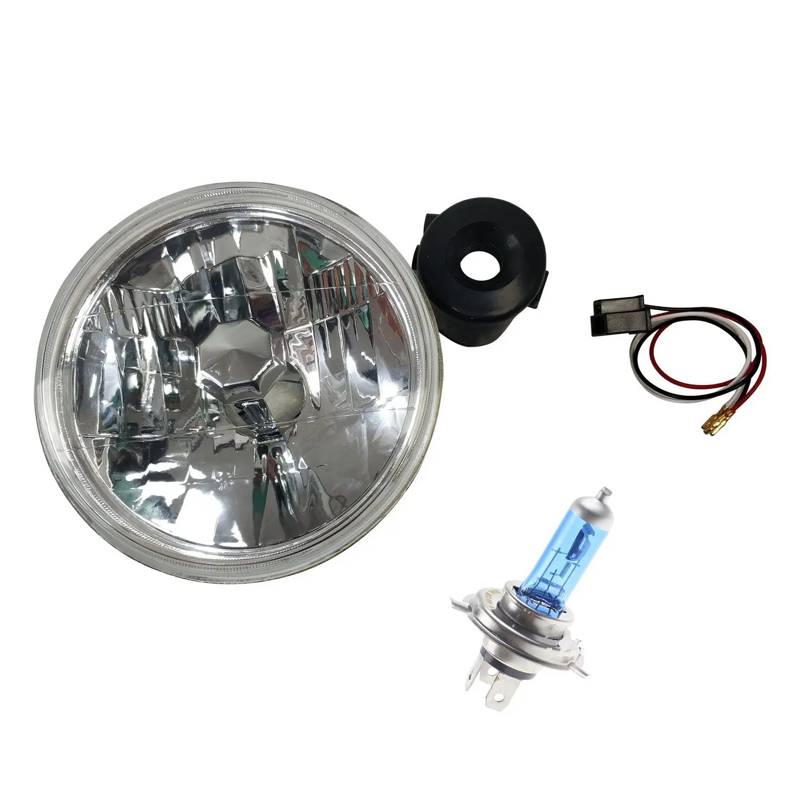 2Pcs 7 Inch Round H4 Halogen Headlight 60/55W Hi/Lo Beam Conversion Kit for Jeep Wrangler Suzuki Toyota Classic Cars SUV