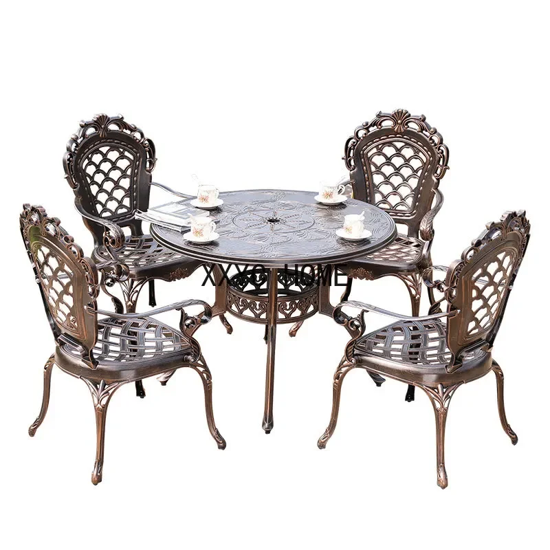 

Outdoor Cast Aluminum Table and Chair European-Style Outdoor Terrace Yard Iron Balcony Leisure Garden Courtyard Combination