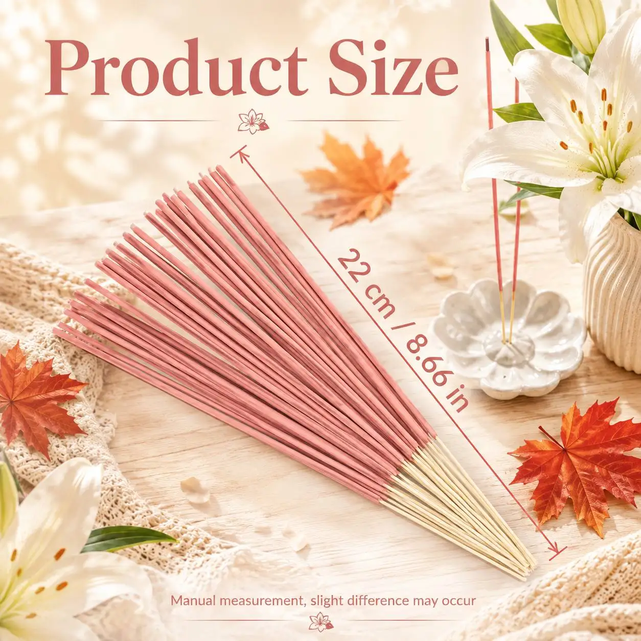 Lily Flower Fragrance Bamboo Incense Sticks, Pink Incense Sticks for Home Fragrance, 22cm Long Bamboo Core Incense Sticks, Suitable for Placing and Using in the Bedroom, Living Room, Study, Fragrance Corner. European and American Autumn Lily Flower Fragrance Home Decor, Multi-Specification Incense Stick Set