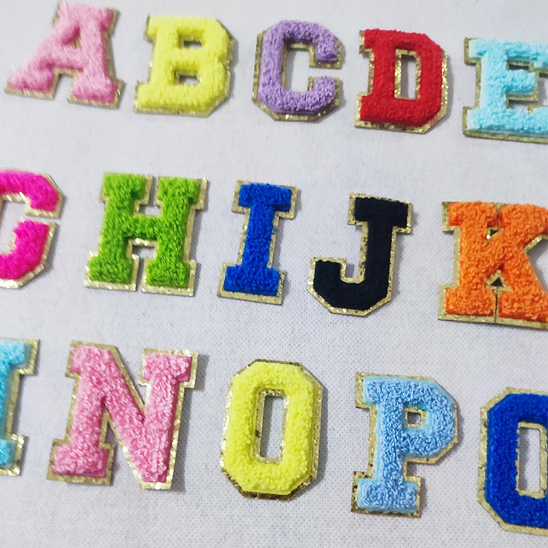 5.5cm A-Z Color English Letters Patches For Clothing Bag Glitter Letter Patches Stick on Alphabet Letters Embroidery Applique