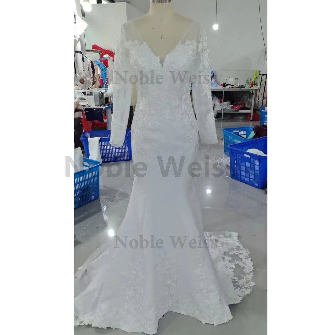 Stunning Soft Satin Mermaid Wedding Dresses with Brush Train and Appliques for Bride Customized image 5