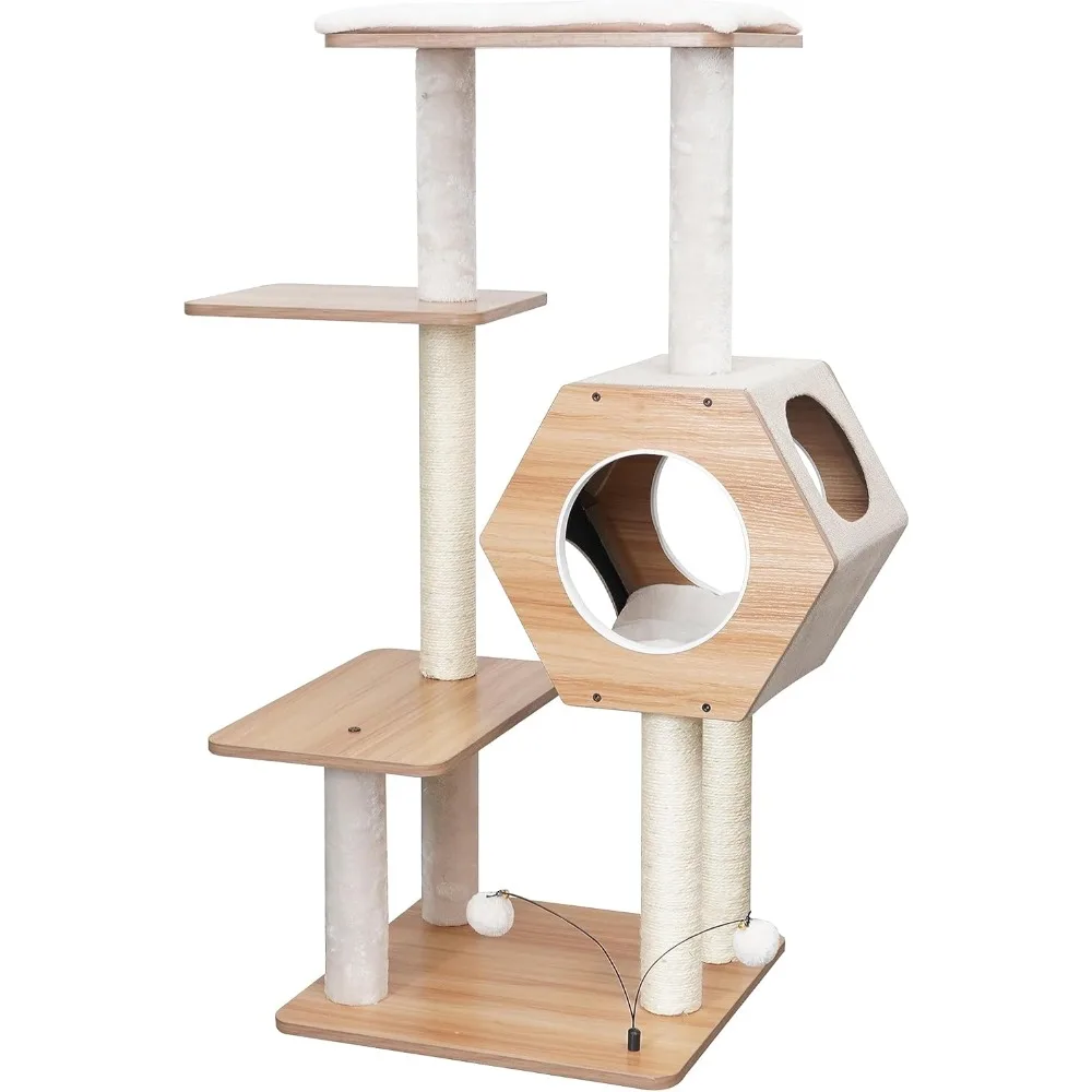 

Very Petpals Wagon Style-Minimalist Design, Wooden, Medium Cat Tree (Beige)