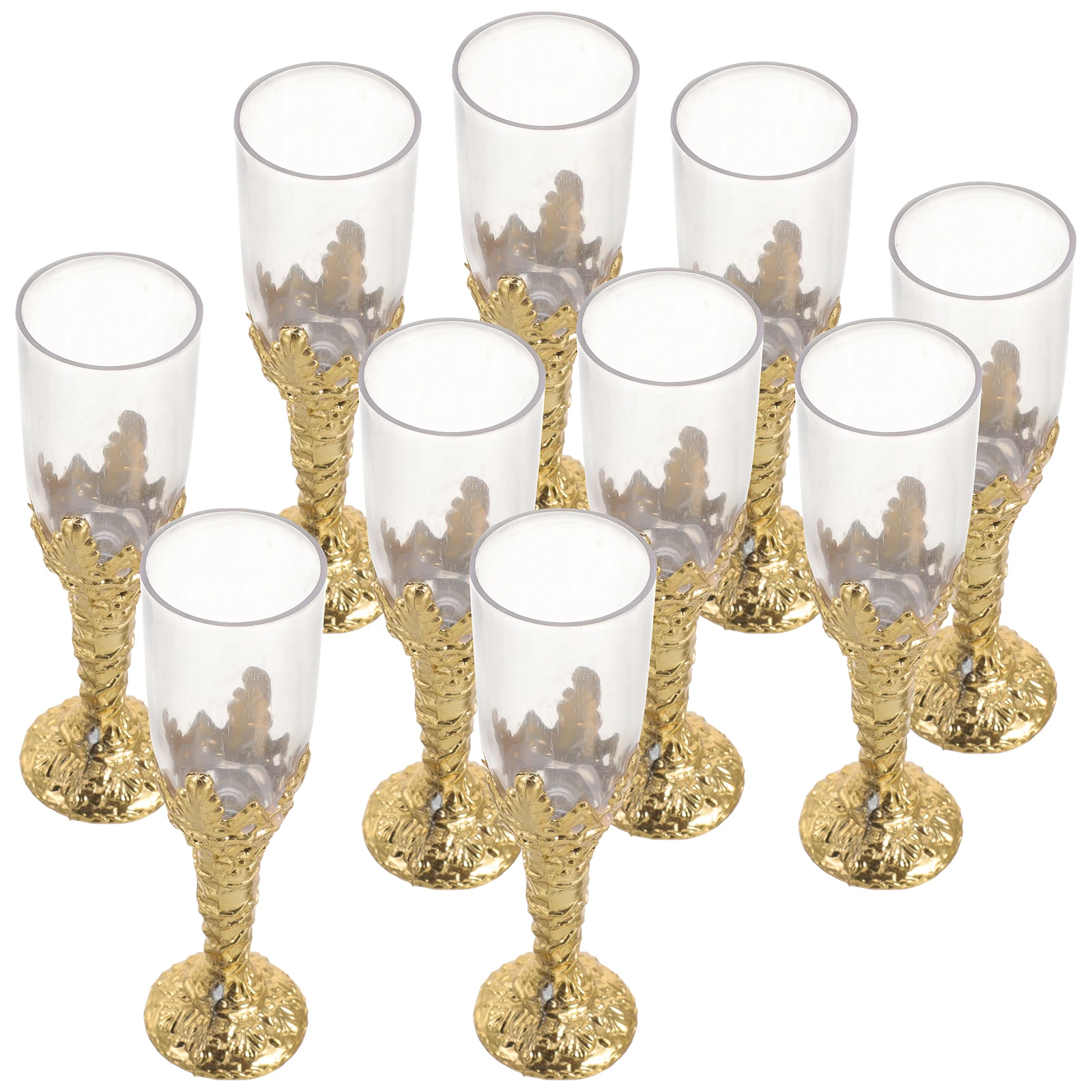 

12pcs Golden Plastic Goblets Decorative Liquor Cups for Party Supplies Church Home Decor Retro Dinner Glasses