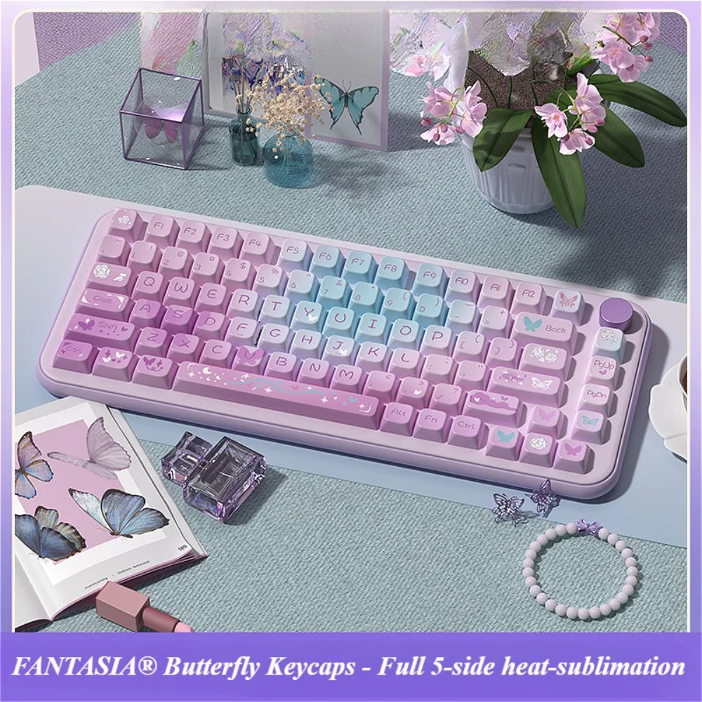 Personalized Keycap 138/158 Keys MDA PBT Fantasy Purple Butterfly Theme for MX Switch 60/84/90/104/108 Mechanical Keyboard