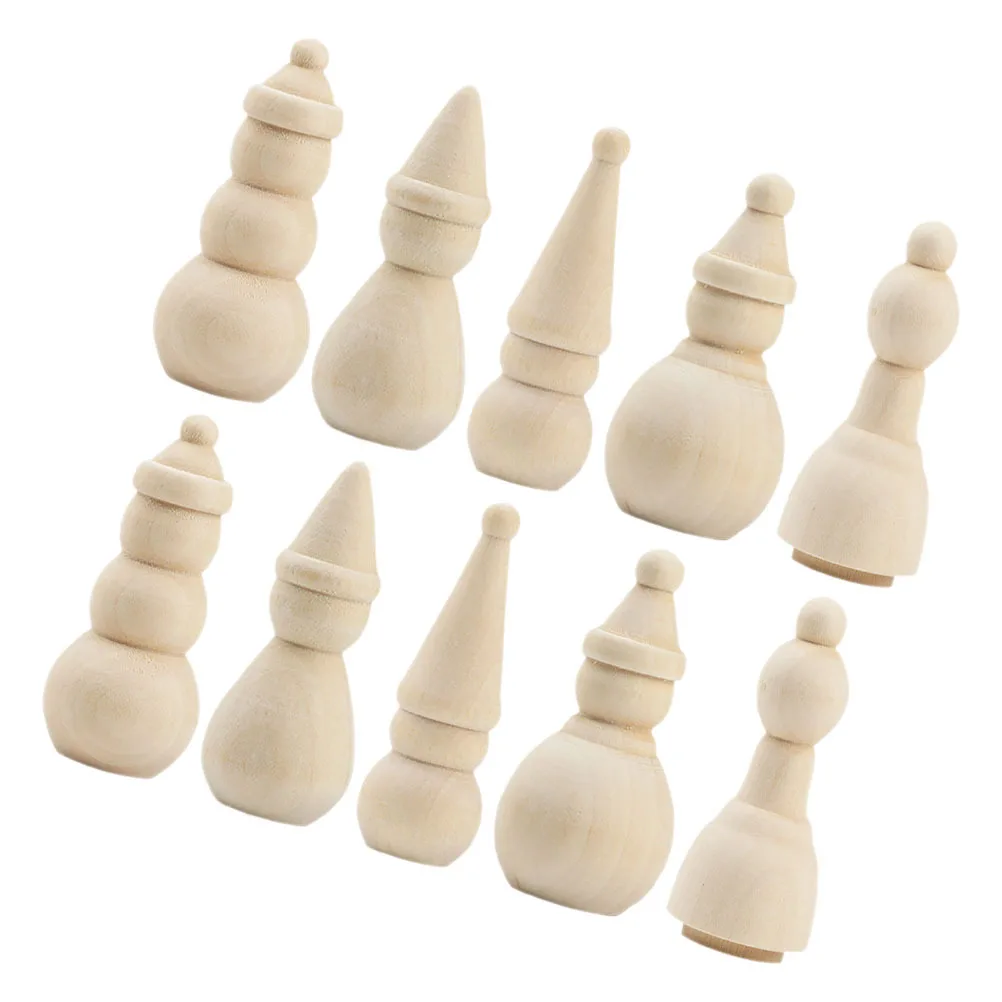 

10Pcs Unpainted Wooden Christmas Snowman Miniatures for Creative DIY Projects Peg Game Party Decoration Snowman Shapes