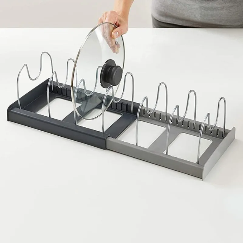 Cookware Shelf Cutting Board Drying Kitchen Cabinet Rack 7grid Pans Organizers Expandable Stainless Steel Storage Rack Dish Rack