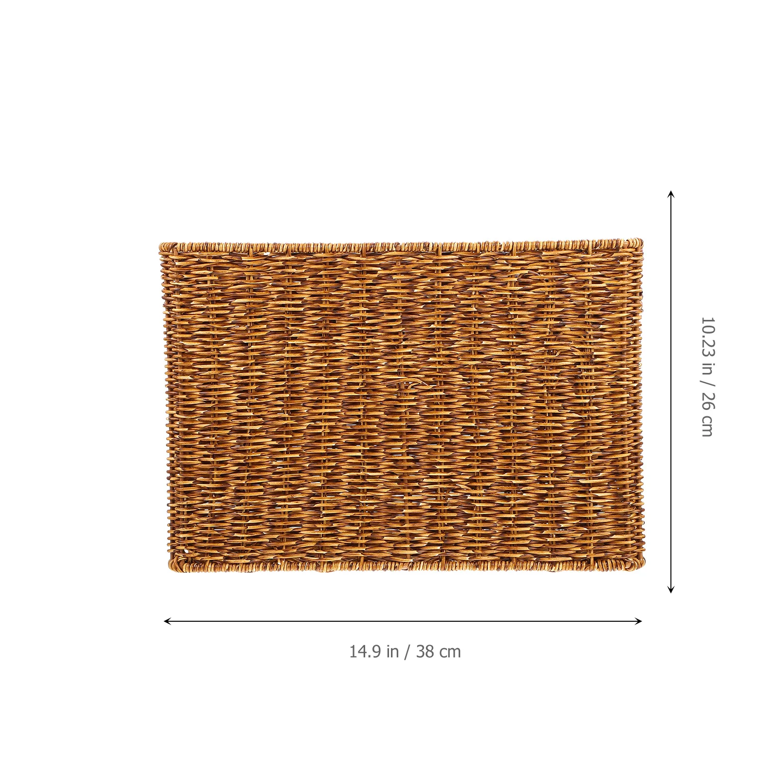 

1pc Magazine Basket Storage Basket Rectangular Woven Organizer For Home Kitchen Living Room Creative Rattan Style