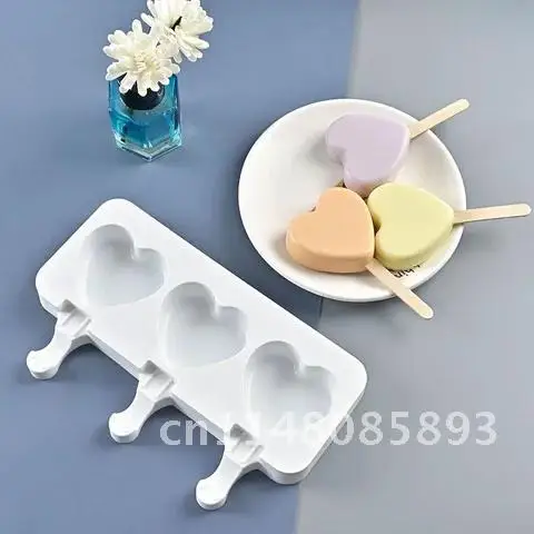 Heart Shape Ice Cream Mold Silicone Popsicle Form Maker Ice Lolly Moulds Ice Cube Tray for Party Bar Decoration Popsicle Mold