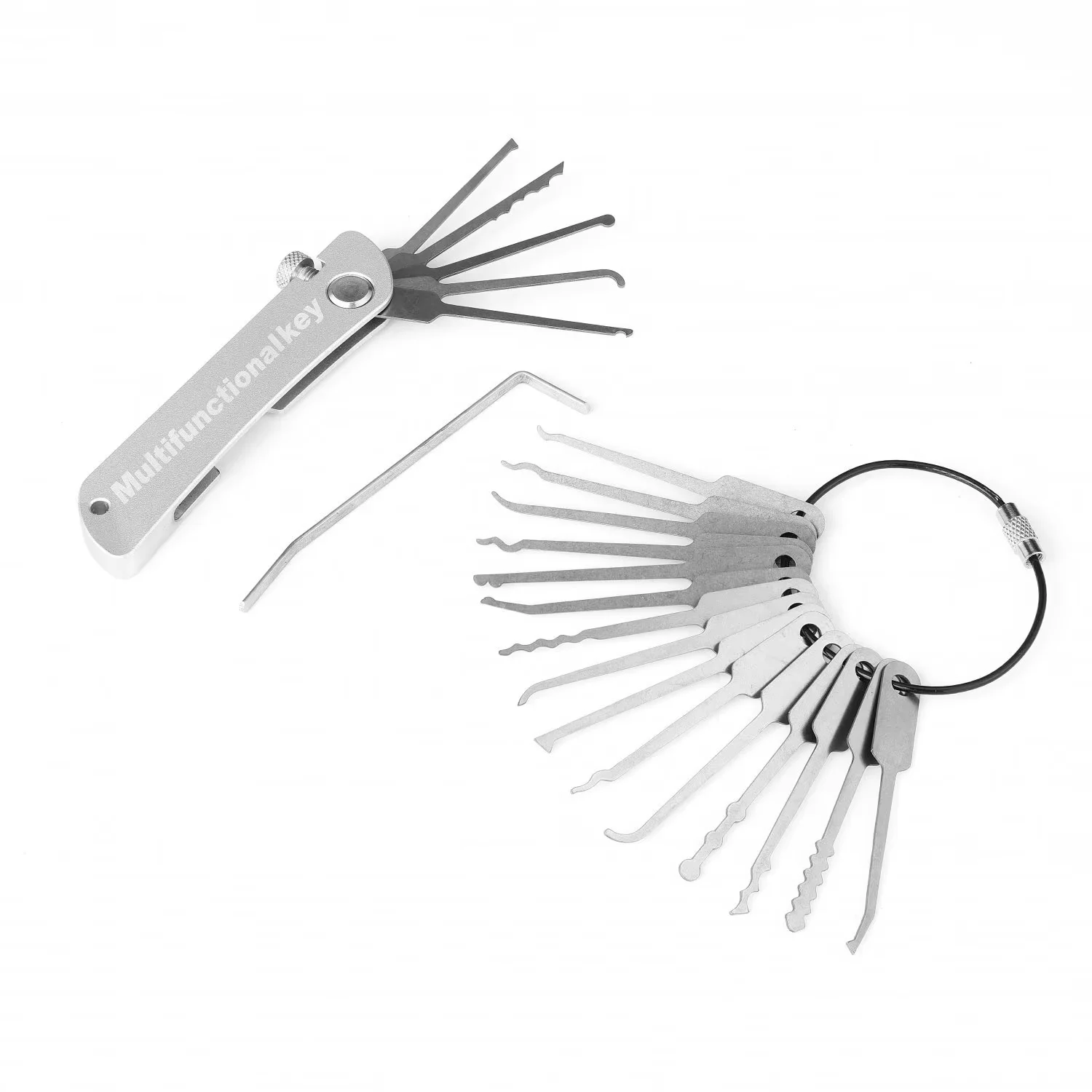 21-in-1 Lockpicking-Werkzeugset aus Rostfreiem Stahl, Langlebiger Mini-Haken, Schlüsselentferner, Multifunktionales Geschenk für Outdoor-Enthusiasten