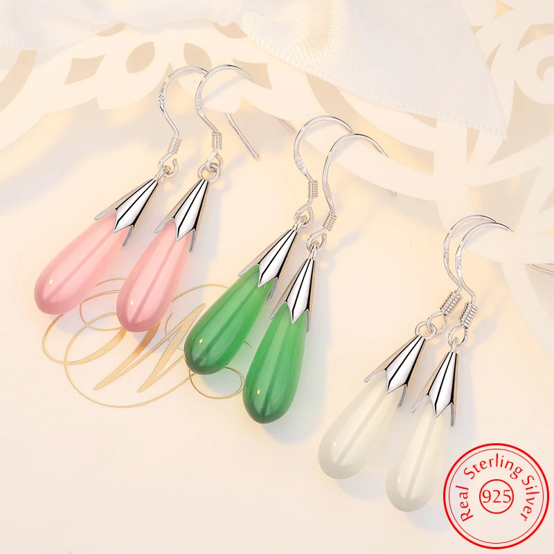 925 Sterling Silver Woman\'s New Jewelry Original Fashion Water Prop Shapes Opal Drop Earrings XY0002