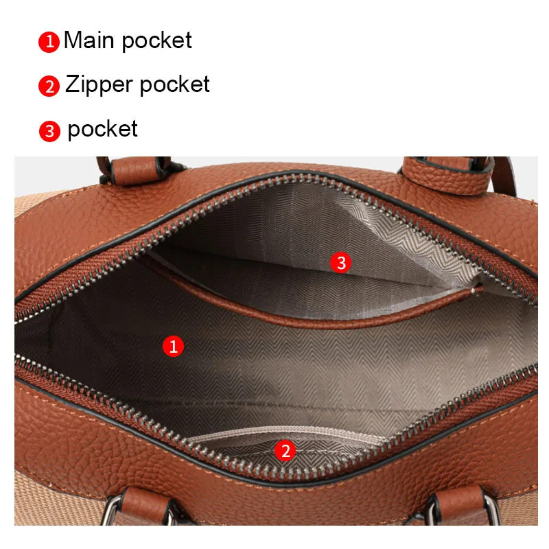 Aidrani Genuine Cowhide Women Mini Pillow Bag,Vintage Plaid Canvas Crossbody Purse,Two Detachable Strap Leather Handbag Travel