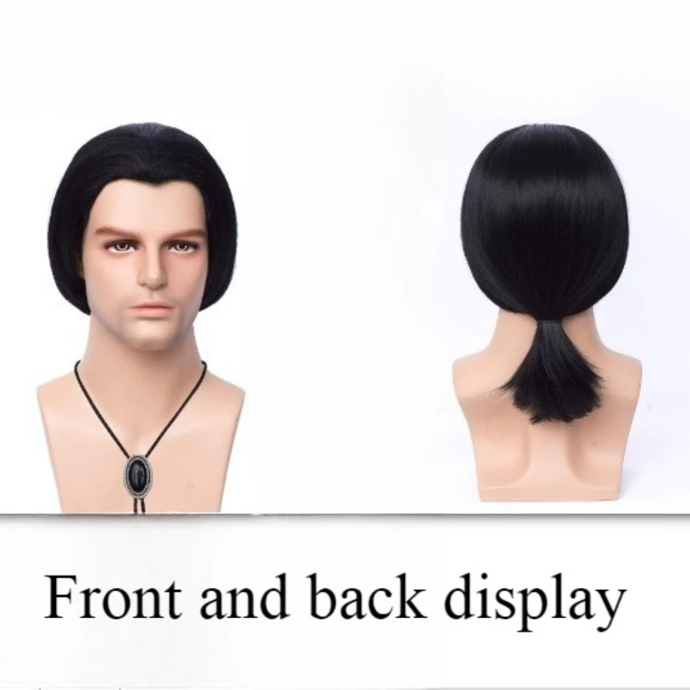 

Короткий прямой черный мужской парик 70-х годов в стиле ретро Винсента Вега для вечеринок на Хэллоуин, парик из синтетического волокна