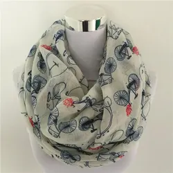 Multi-Usage Fashion Women Bicycle infinity scarf Prints Shawl Lady Stripe Scarf Popular ring scarves for four seasons