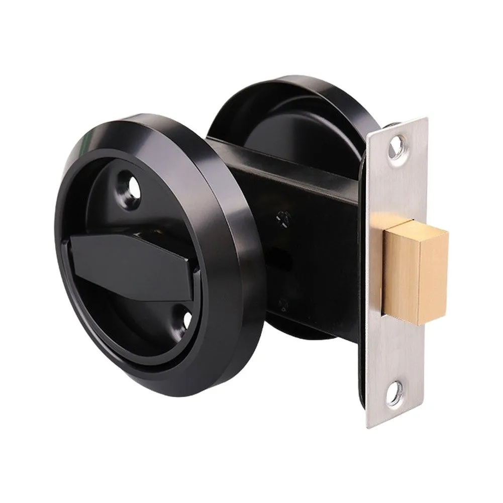 Privacy-Focused Pocket Door Lock System with Embedded Structure Suitable for Standard 1-3/8 in to 1-3/4 in Door Thicknesses
