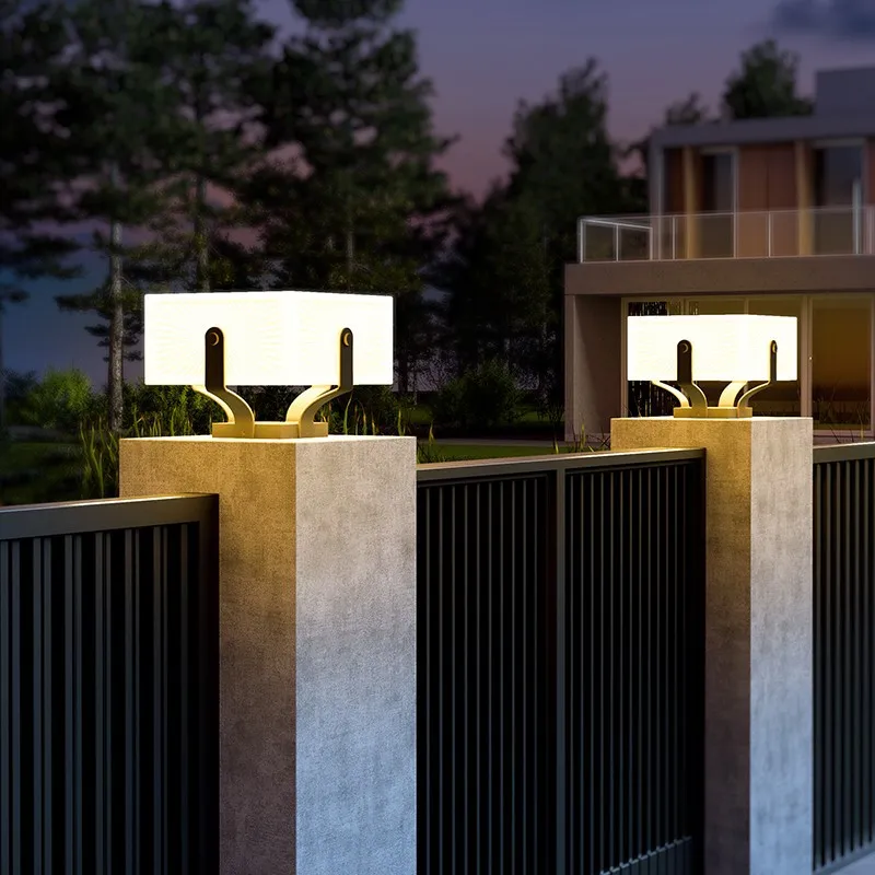 Solar Pillar Lights Home Decor Villa LED Wall Lamp Outdoor Waterproof Modern Gate Garden Lighting Solar Energy Super Bright Door
