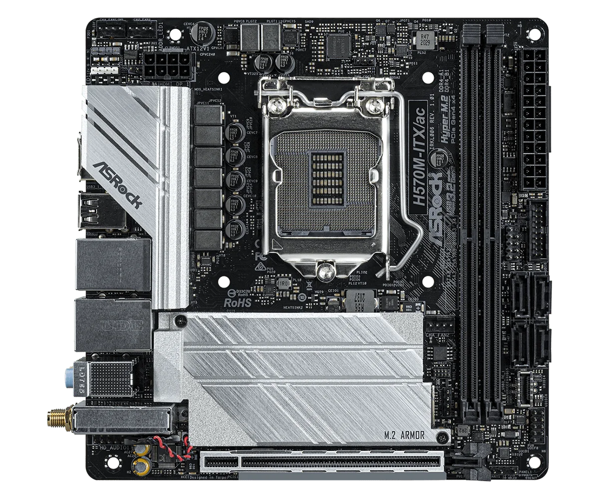ASROCK H570M-ITX/AC Mini-ITX Płyta główna Intel H570 LGA1200 DDR4 64GB NVMe SSD M.2 obsługa i7-11700 i5-10600 i3-10300 i5 11400