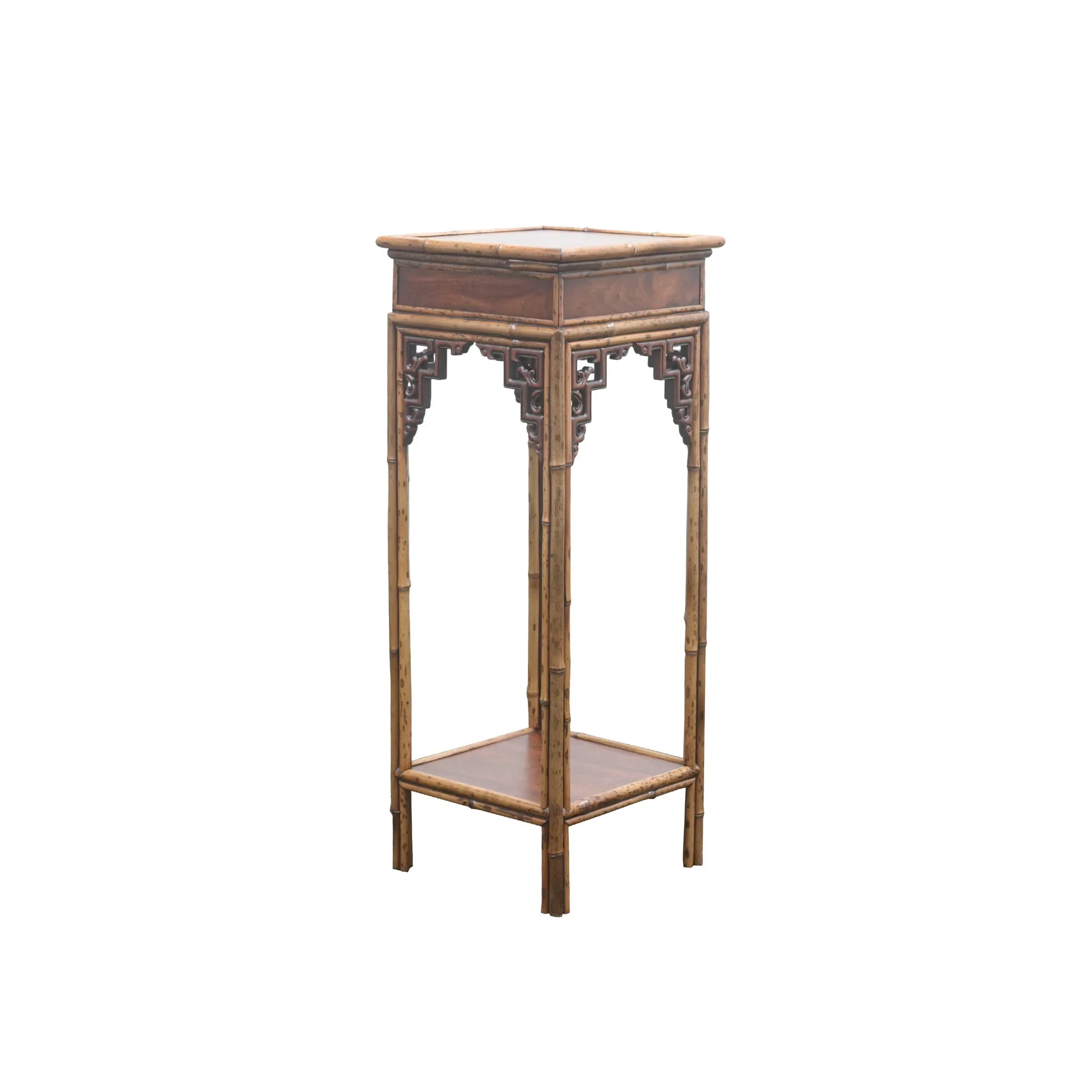 

Merlot bamboo Chinese flower stand, handmade floor-to-ceiling shelf, flower table tea room storage, micro-bonsai stand