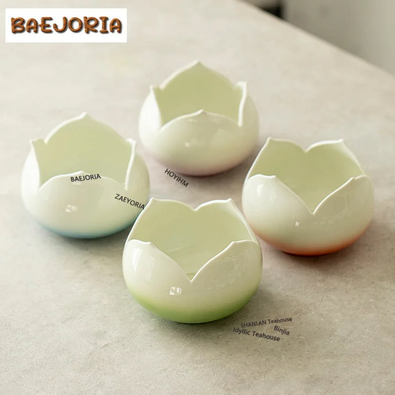 Gradient Color Lotus-shaped Jianshui Tea Wash Bowl Tea Garbage Can Household Chaxi Drinkware Equipment Ornaments Collection