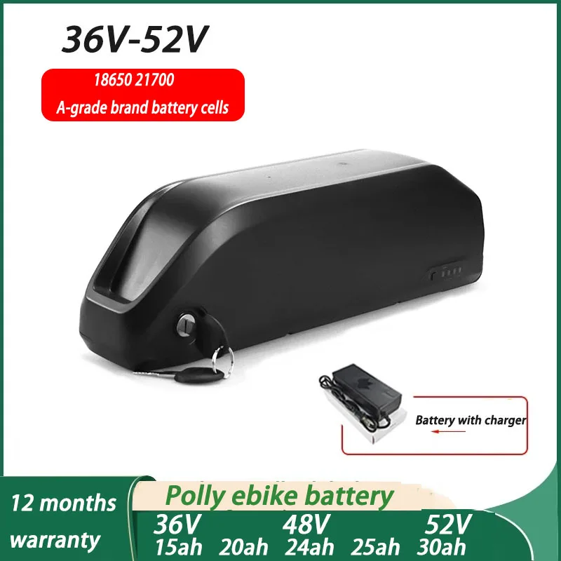 36V 48V 52V 13ah 20AH Lithium Yingwu Electric Bike External polly Battery For 250W 500W 750W 1000W Bafang Motor 21700 18650 Cell