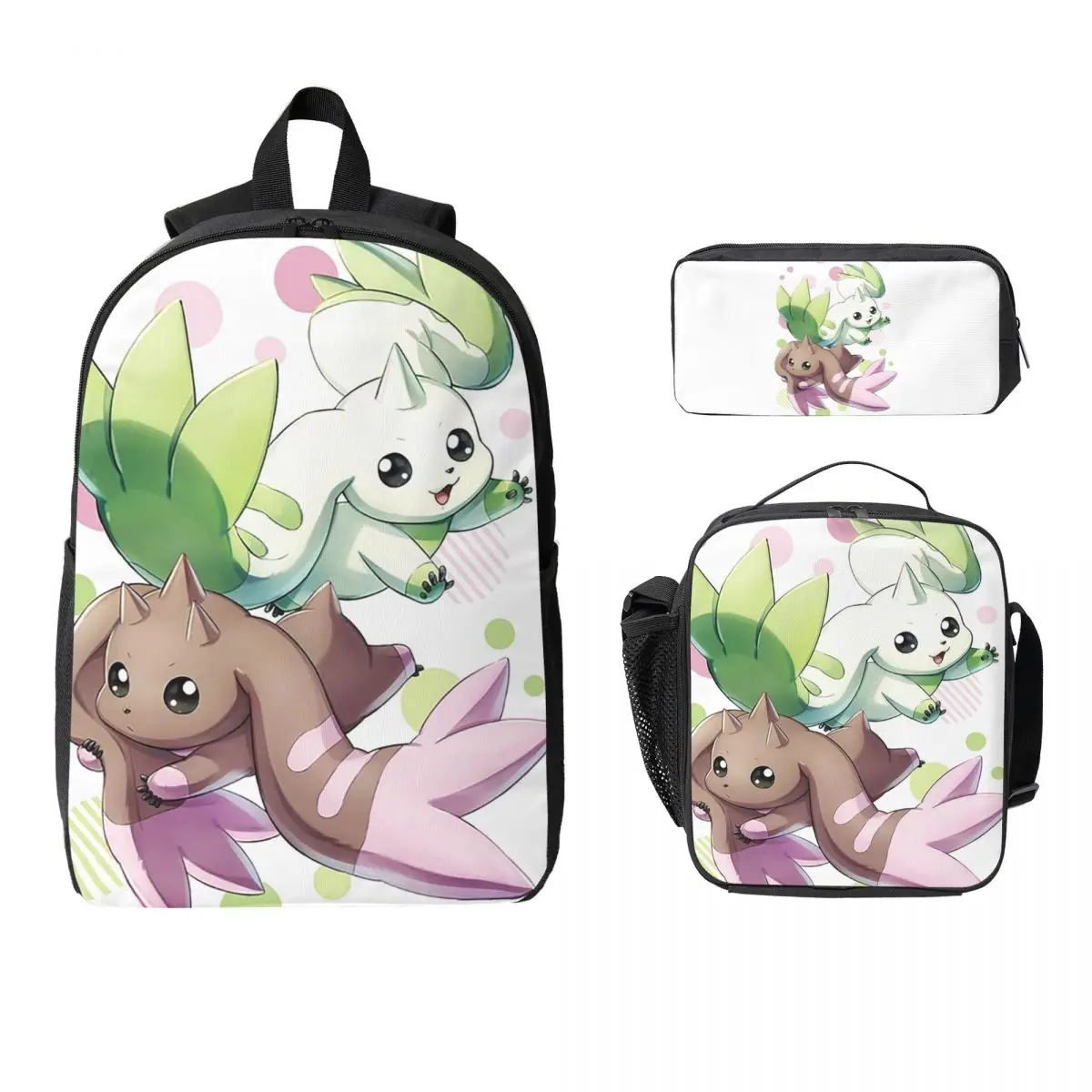 

Terriermon Lopmon Backpack Student BookBag School Bag Laptop Shoulder Bags 3ps Insulated Lunch Bag Pencil Case
