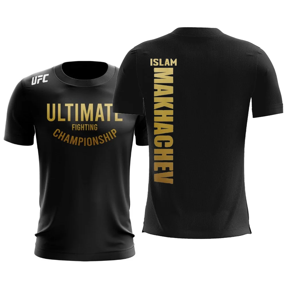 القتال UFC X الإسلام MAKHACHAV موحدة جيرسي في نهاية المطاف الرجال قصيرة الأكمام التدريب جيرسي شعبية بطولة المشجعين تي شيرت