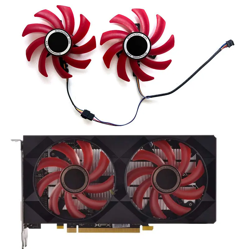 Новинка, 2 вентилятора 85 мм для XFX Radeon RX550 560 560D, 2 Гб, сменный вентилятор для видеокарты с двойным рассеиванием, OC Новинка, 2 вентилятора 85 мм для XFX Radeon RX550 560 560D, 2 Гб, сменный вентилятор для видеокарты с двойным рассеиванием, OC