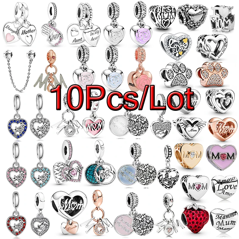 

10Pcs/lot Romantic Mother Charms Beads Pendant Fit DIY Bracelets Bangles Jewelry For Women MOM Mother's Day Gift Pulsera