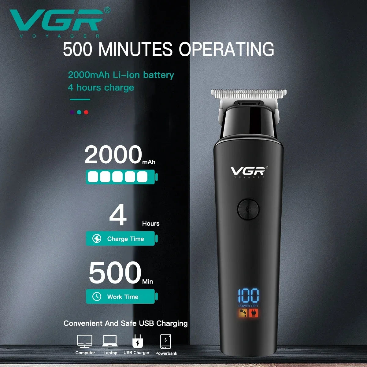VGR Hair Cutting Machine Electric Hair Clipper Professional Beard Hair Trimmer Face Haircut Mustache Barber Trimer For Men V-937