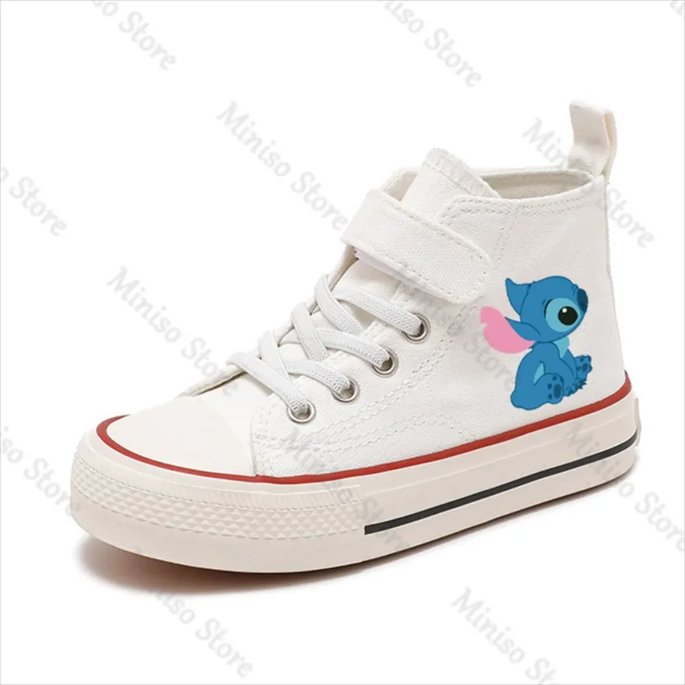 Jolies chaussures en toile de dessin animé pour enfants, chaussures de sport décontractées pour garçons et filles, chaussures de tennis montantes pour enfants, impression CAN o Stitch