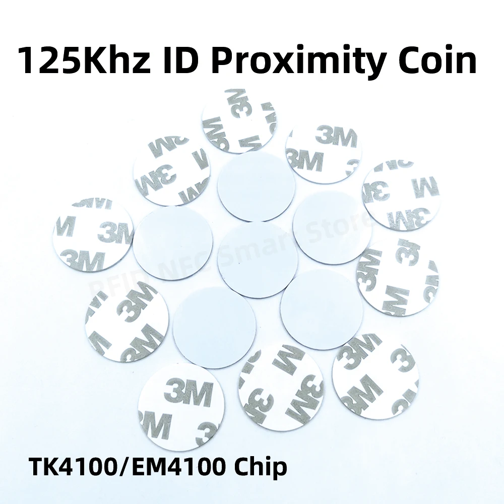 

125 кГц карта TK4100 EM4100 RFID-карта для монет с клейкой наклейкой, диаметр только для чтения, 25 мм, ID, контроль доступа к монетам