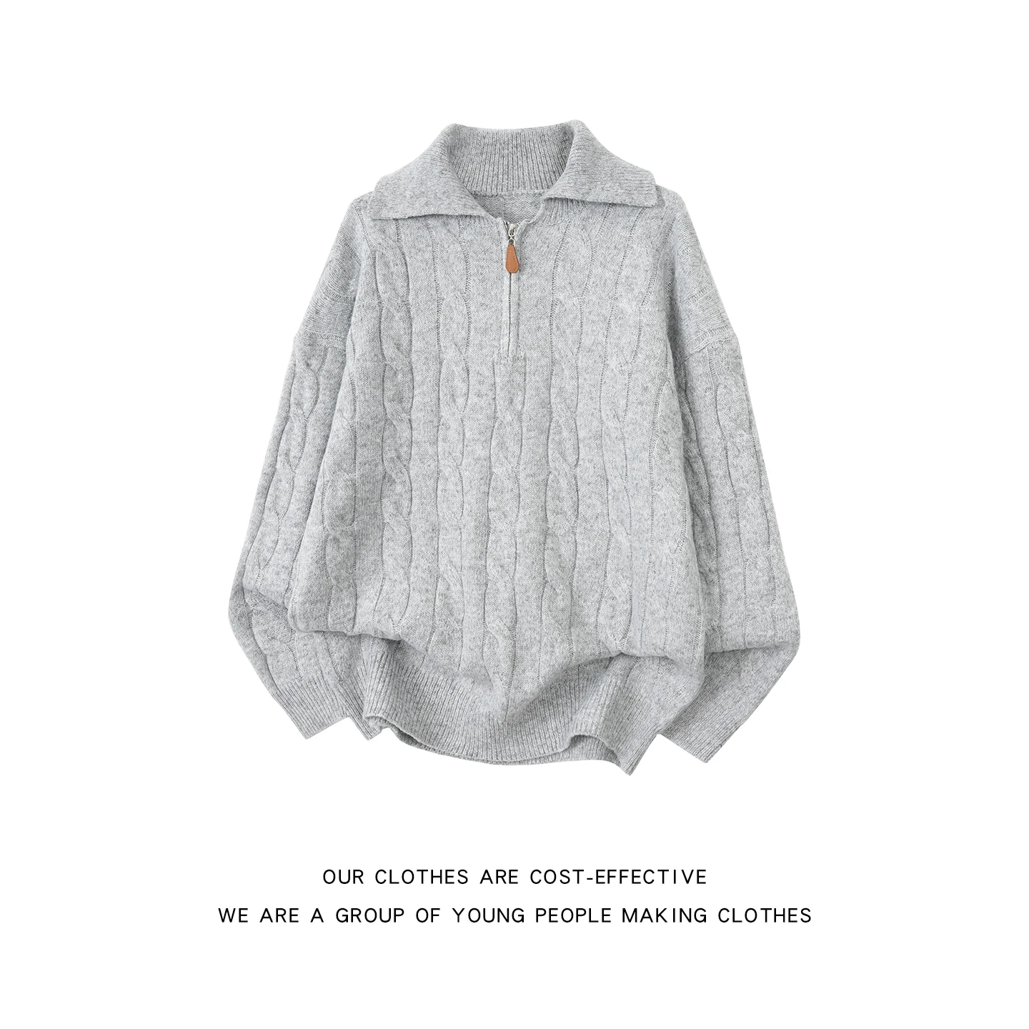 

ay Twisted Knit Sweater for Men And Women Casual Inner Wear f Zipper Collar Knitted Top Spring Autumn Season Faion