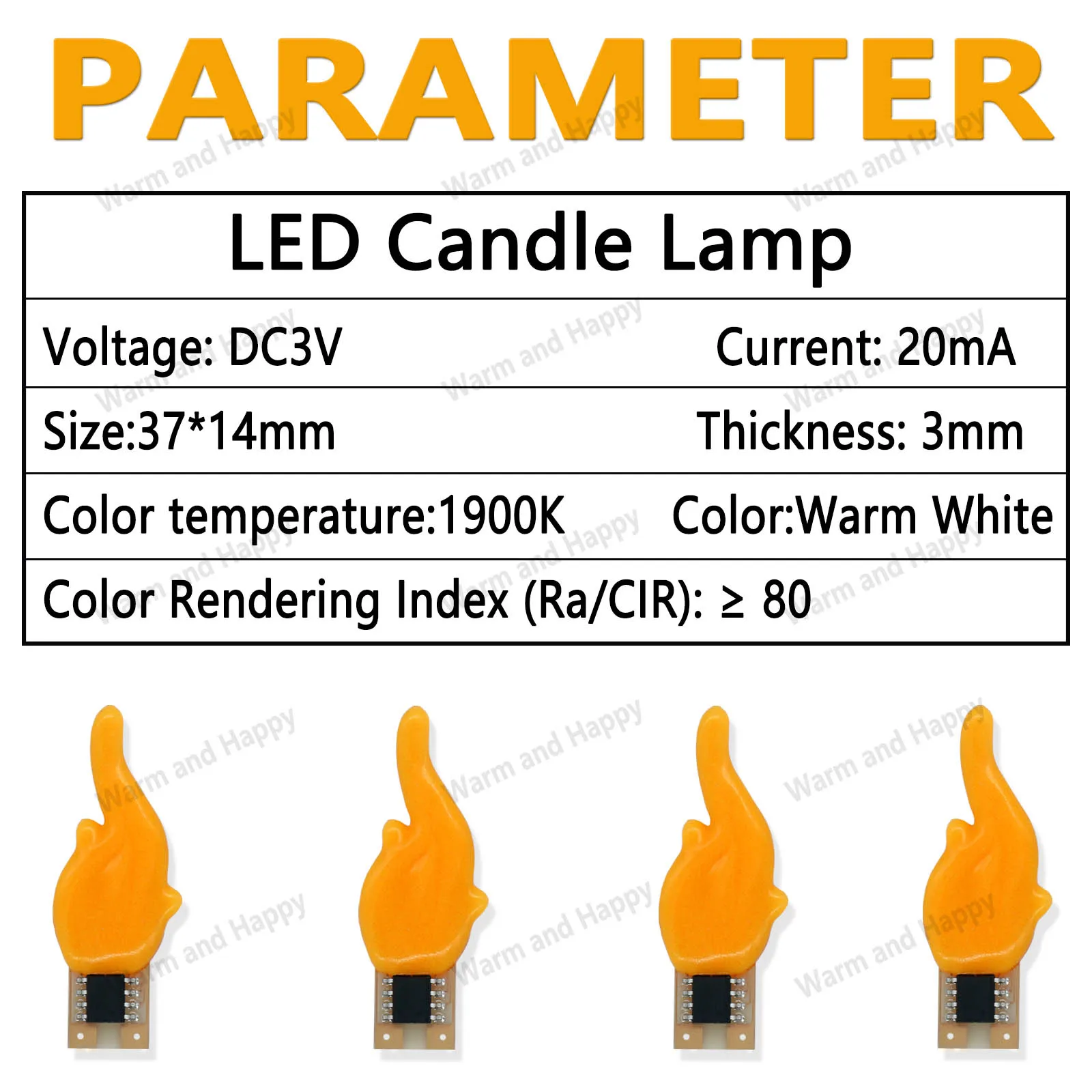 10PCS Led Cob DC3V Edison Flash Bead 20mA 1900K Warm White Candle Lamp Decorative Lamp Bulb Accessories