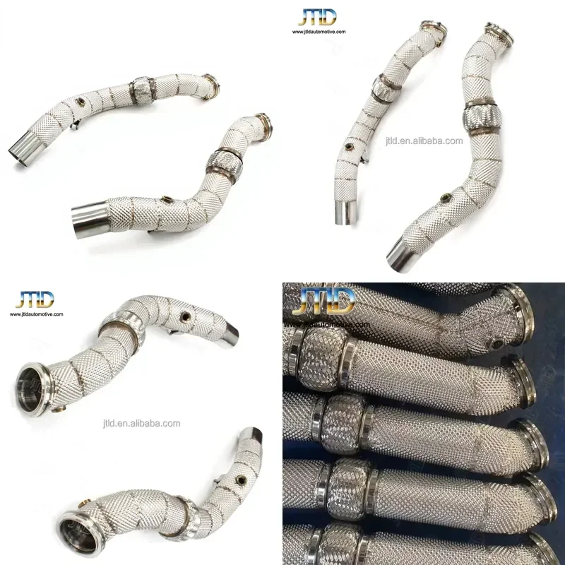 High Flow Catless Stainless Steel Exhaust Downpipes with 1.5mm Thickness for Maserati Ghibli 3.0