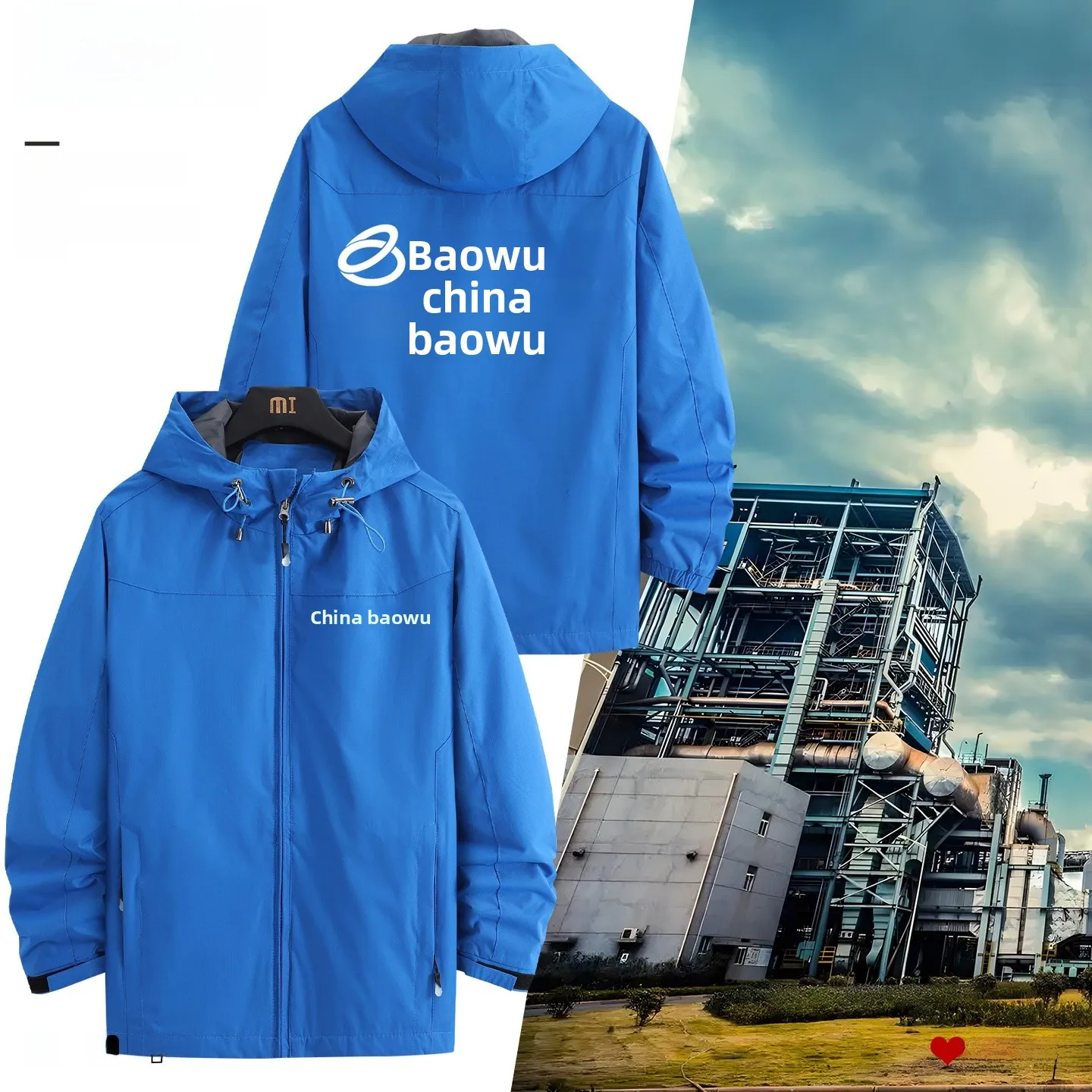 

BaWu Steel up Workwear Jaet Tee-in-One Windbreaker Spring Autumn Winter Outerwear Zipper Decorative Stand Fit Polye...